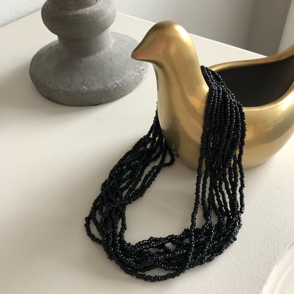Necklace, black tiny beads